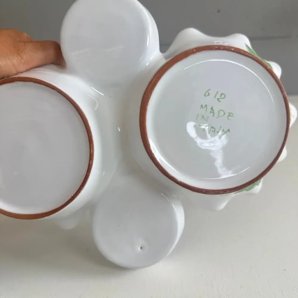 Vintage Italian Pottery Strawberry Creamer Sugar Cottagecore Serving Basket